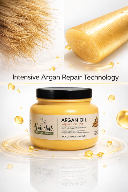 Haircloth Professionals Argan Oil Repair Hair Spa 1000ML Deep Conditioning Moisturizing Strengthening Treatment for Dry Damaged Frizzy and Chemically Treated Hair