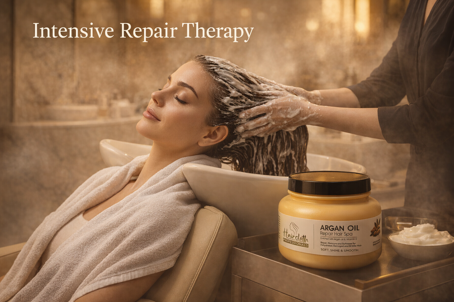 Haircloth Professionals Argan Oil Repair Hair Spa 1000ML Deep Conditioning Moisturizing Strengthening Treatment for Dry Damaged Frizzy and Chemically Treated Hair