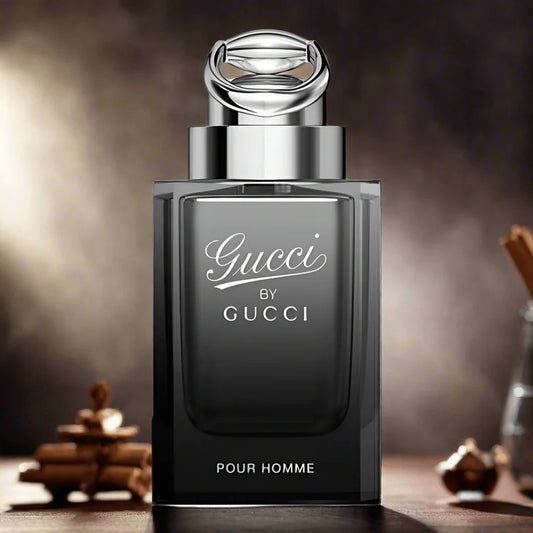 Gucci by Gucci Pour Homme perfume bottle on a dark background Gucci by Gucci Pour Homme Eau de Toilette 90 ml (3 fl.oz)