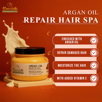 Haircloth Professionals Argan Oil Repair Hair Spa 1000ML Deep Conditioning Moisturizing Strengthening Treatment for Dry Damaged Frizzy and Chemically Treated Hair