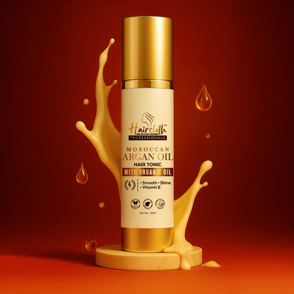 Haircloth Professionals Moroccan Argan Oil Hair Tonic 50ML Anti Frizz Shine Boost Smoothing Serum for Dry Damaged and Unmanageable Hair